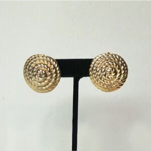 Vintage Gold twisted rope dome clip on earrings